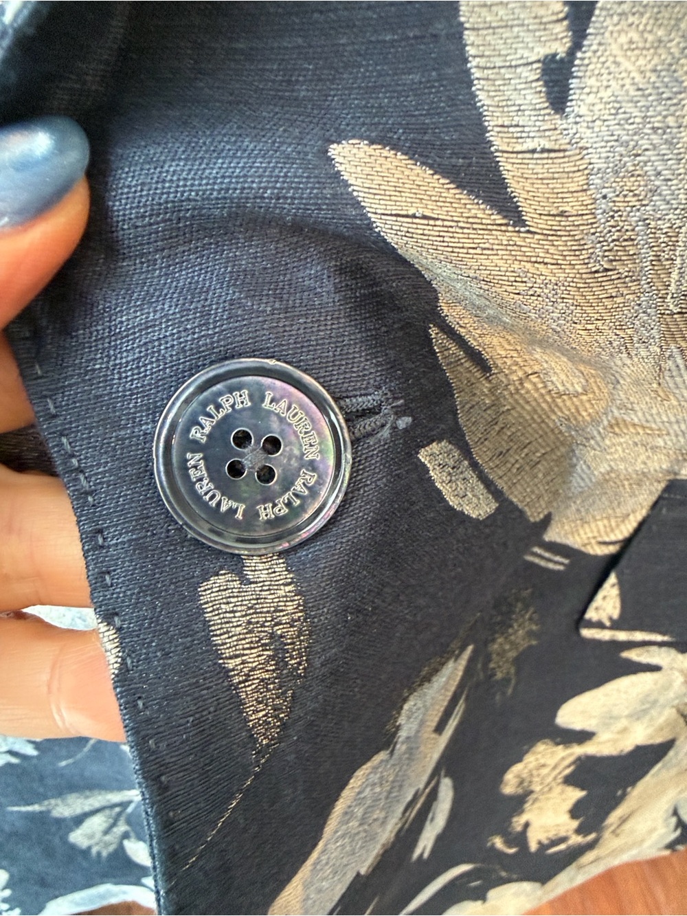 Ralph Lauren Collection Parker Floral Jacquard Jacket Navy Silver Size 16 - Picture 6 of 15